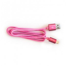 CABLE VORAGO CAB-209 DUAL MICRO USB/LIGHTNING ROSA 1M BOLSA