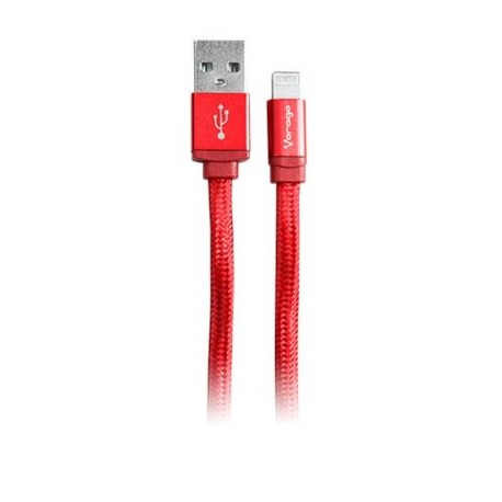 CABLE VORAGO CAB-119 ROJO USB-APPLE LIGHTNING 1 METRO ROJO BOLSA