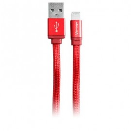 CABLE VORAGO CAB-119 ROJO USB-APPLE LIGHTNING 1 METRO ROJO BOLSA