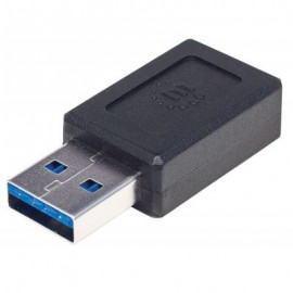 ADAPTADOR MANHATTAN USB A MACHO A USB C HEMBRA NEGRO 354714