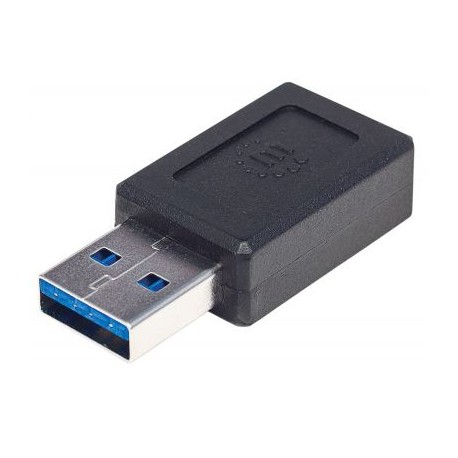 ADAPTADOR MANHATTAN USB A MACHO A USB C HEMBRA NEGRO 354714