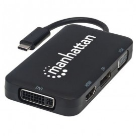 ADAPTADOR MANHATTAN USB C A DISPLAYPORT/DVI/VGA/HDMI NEGRO 152600