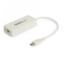 ADAPTADOR USB TIPO C A ETHERNE T CON PUERTO USB EXTRA BLANCO