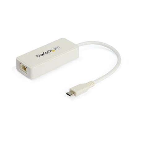 ADAPTADOR USB TIPO C A ETHERNE T CON PUERTO USB EXTRA BLANCO