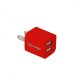 CARGADOR DE PARED VORAGO AU-106 ROJO CON 2 PUERTOS USB BLISTER