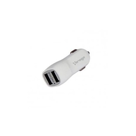 CARGADOR PARA AUTO VORAGO AU-103 BLANCO 2 PUERTOS USB BLISTER