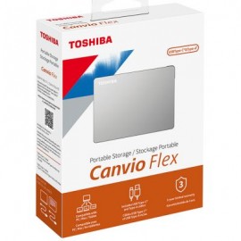 DISCO DURO EXTERNO TOSHIBA 2TB HDTX120XSCAA USB 3.0 CANVIO FLEX PLATA