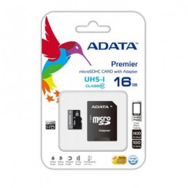 MEMORIA MICRO SDHC ADATA 16 GB C/ADAPTADOR CL10 (AUSDH16GUICL10-RA1)