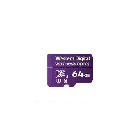 MEMORIA MICRO SD WD PURPLE SDXC 64GB CL10 U1 QD101 (WDD064G1P0C)