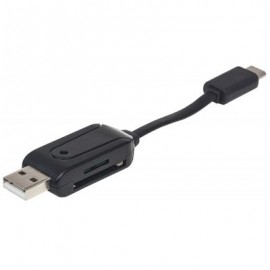 LECTOR MINI DE TARJETAS MANHATTAN USB + USB TIPO C V2.0 24 EN 1 102018