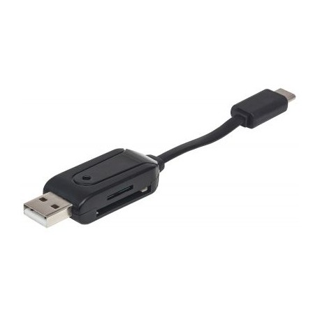 LECTOR MINI DE TARJETAS MANHATTAN USB + USB TIPO C V2.0 24 EN 1 102018