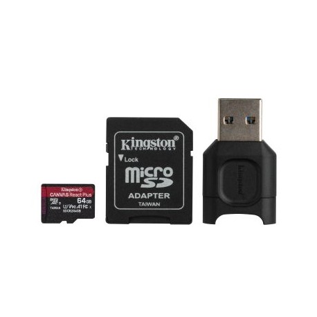 MEMORIA MICRO SD KINGSTON SDCR2 REACT PLUS + LECTOR MLPM (MLPMR2/64GB)