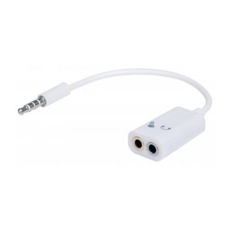 ADAPTADOR 3.5MM - AUDIO/MICROFONO MANHATTAN, COLOR BLANCO, 354561