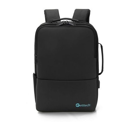 MOCHILA GETTTECH GMD-22003 15.6" DECK RESISTENTE AGUA USB NEGRA