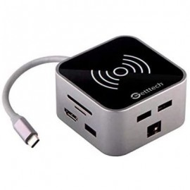 HUB TIPO C Y CARGADOR INALAMBRICO GETTTECH GHW-69401 HDMI/RJ45/SD/3.5