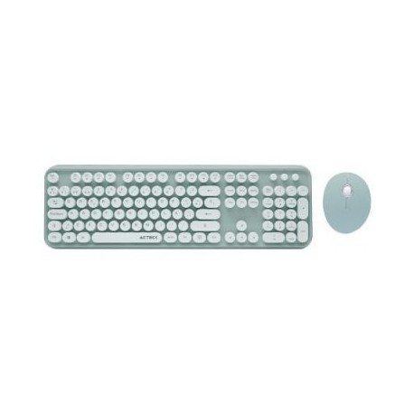 KIT TECLADO Y MOUSE INALAMBRICOS ACTECK VINTAGE T520 VERDE AC-923200