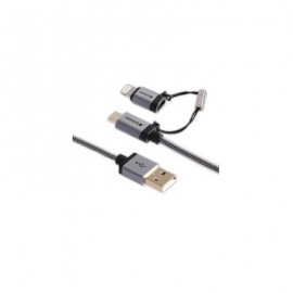 CABLE VERBATIM 2 EN 1 MICRO USB & LIGHTNING TENSADO NEGRO 99217