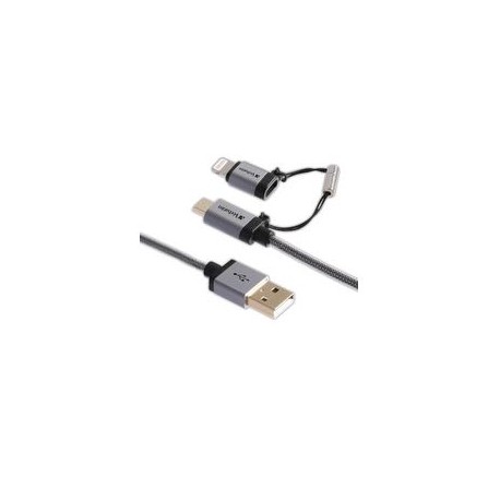 CABLE VERBATIM 2 EN 1 MICRO USB & LIGHTNING TENSADO NEGRO 99217