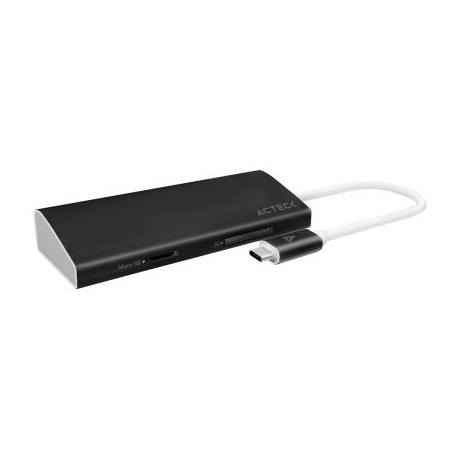 HUB USB TIPO C ACTECK USB 3.0/HDMI/RJ45/mSD/SD NEGRO 6 PTOS AC-923071
