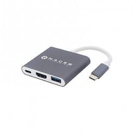 ADAPTADOR USB TIPO C A HDMI NACEB NA-0111 HDMI + USB 3.0 + PD PLATA