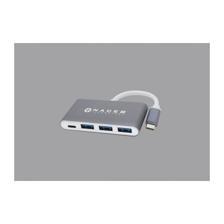 ADAPTADOR USB TIPO C A PD NACEB NA-0112 USB 3.0 + PD PLATA