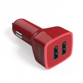 CARGADOR PARA AUTO VORAGO 2 PUERTOS USB ROJO BLISTER AU-103-RD