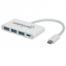 HUB USB-C MANHATTA 3x USB-A, 1x USB-C BLANCO 163552
