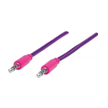CABLE AUXILIAR DE AUDIO 3.5 1MT TEXTIL ROSA/MORADO MANHATTAN 352826