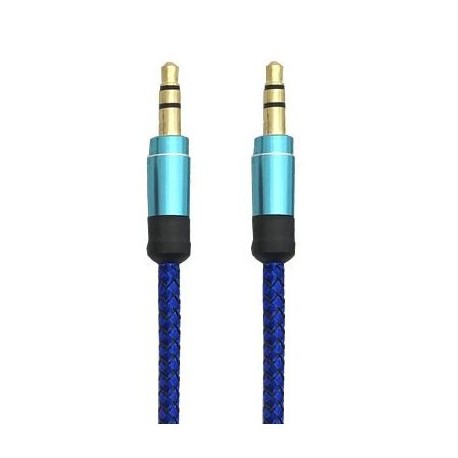 CABLE STEREO BROBOTIX 1MTS 1 M M/M AZUL NYLON AUXILIAR 180389-1