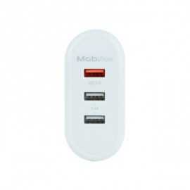 CARGADOR DE PARED MOBIFREE 3 PUERTOS USB BLANCO MB-923378