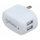 CARGADOR DE PARED MANHATTAN USB 2 PTOS 2.1A TOTAL O 1A X PTO 101738