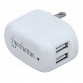CARGADOR DE PARED MANHATTAN USB 2 PTOS 2.1A TOTAL O 1A X PTO 101738