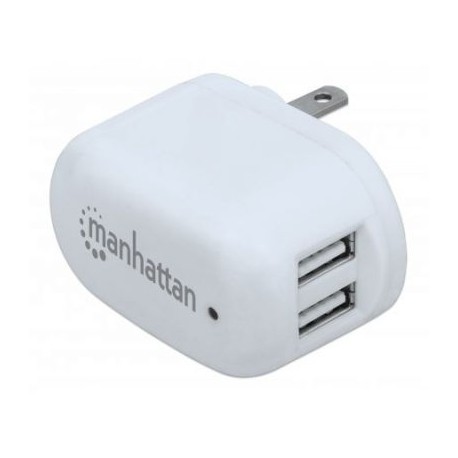 CARGADOR DE PARED MANHATTAN USB 2 PTOS 2.1A TOTAL O 1A X PTO 101738