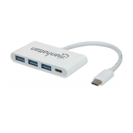 HUB USB-C MANHATTA 3x USB-A, 1x USB-C BLANCO 163552