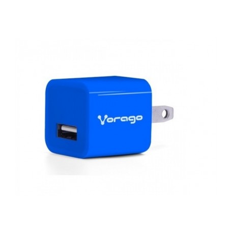 CARGADOR PARA PARED VORAGO AU-106 CON 2 PUERTOS USB AZUL