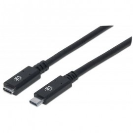 CABLE EXTENSION USB MANHATTAN TIPO C MACHO-HEMBRA 50CM NEGRO 355230