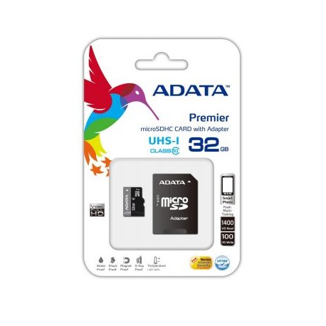 MEMORIA MICRO SDHC ADATA 32 GB C/ADAPTADOR CL10 (AUSDH32GUICL10-RA1)