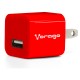 CARGADOR PARA PARED VORAGO AU-106 CON 2 PUERTOS USB ROJO