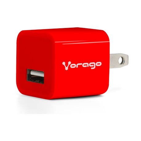 CARGADOR PARA PARED VORAGO AU-106 CON 2 PUERTOS USB ROJO