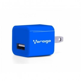 CARGADOR PARA PARED VORAGO AU-106 CON 2 PUERTOS USB AZUL