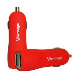 CARGADOR PARA AUTO VORAGO AU-103 CON 2 PUERTOS USB ROJO