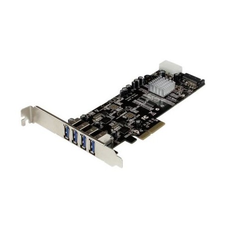 TARJETA PCIE 4PTOS USB3.0 FUENTE SATA MOLEX UASP  STARTECH PEXUSB3S42V