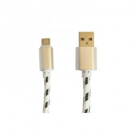 CABLE USB A MICRO USB 2 MTS CARGA/DATOS NYLON BLANCO PREMIUM OVALTECH