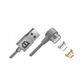 CABLE DUAL MICRO USB/LIGHTNING BLACKPCS PLATA 1M LATERAL CASMLPML-2