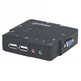 SWITCH MUX KVM DESKTOP MANHATTAN USB 2:1 CON CABLES+AUDIO 151252