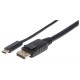 CABLE MANHATTAN USB C MACHO A DISPLAYPORT MACHO 2M NEGRO 152471