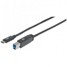 CABLE USB MANHATTAN TIPO C - B MACHO 2.0 MTS NEGRO V3.1 GEN2 354998
