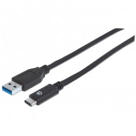 CABLE USB C MANHATTAN 353373 COLOR NEGRO 1 METRO USB-C - USB-A