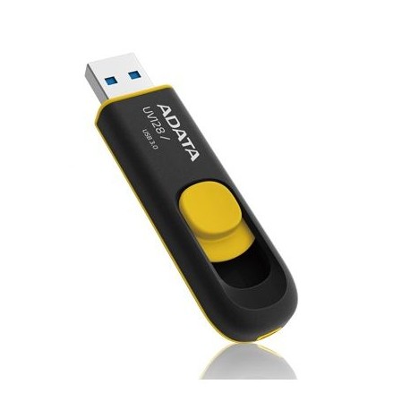 MEMORIA FLASH ADATA UV128 64GB USB 3.0 NEGRO/AMARILLO (AUV128-64G-RBY)