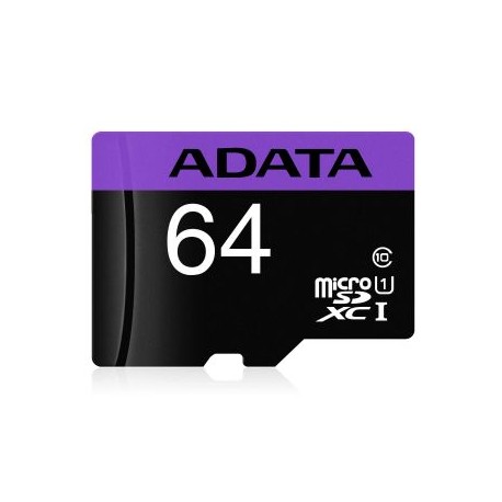 MEMORIA MICRO SDHC ADATA 64 GB  C/ADAPTADOR CL10 (AUSDX64GUICL10-RA1)